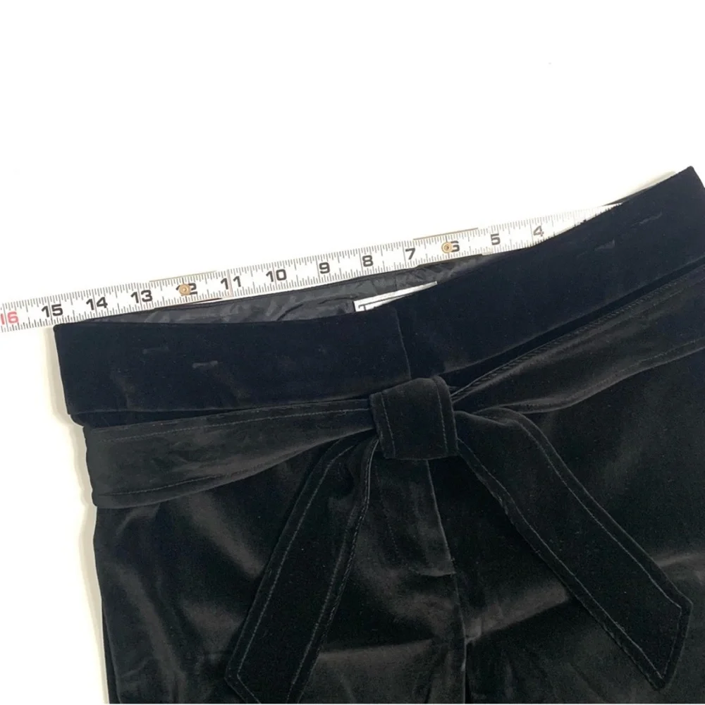 Talbots Petite Black Luxe Stretch Velvet Pants Matching Removable Belt Size 6